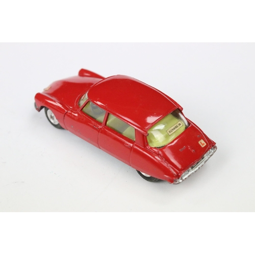 52 - Four boxed Corgi diecast models to include 210S Citroen DS19 in red with lemon yellow interior, 234 ... 