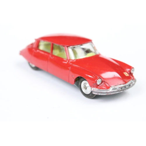 52 - Four boxed Corgi diecast models to include 210S Citroen DS19 in red with lemon yellow interior, 234 ... 