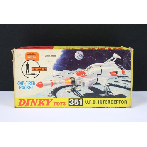 67 - Boxed Dinky 351 Gerry Anderson's UFO Interceptor diecast model with missile, showing some paint wear... 