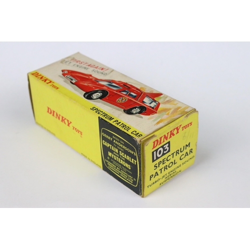 70 - Boxed Dinky 103 Spectrum Patrol Car diecast model, with aerial, some paint marks to diecast but gd o... 