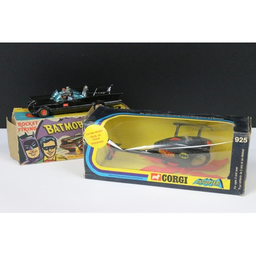 75 - Two boxed Corgi Batman diecast models to include 267 Batmobile with both Batman & Robin figures, red... 