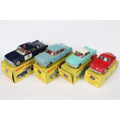 81 - Four boxed Dinky diecast models to include 143 Ford Capri (the odd paint chip, box missing small end... 