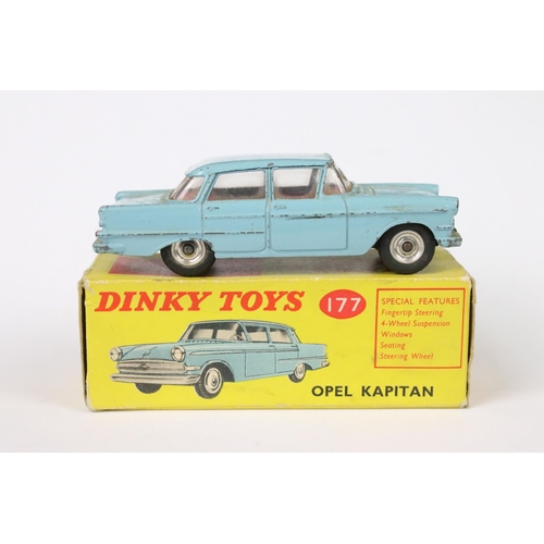 81 - Four boxed Dinky diecast models to include 143 Ford Capri (the odd paint chip, box missing small end... 