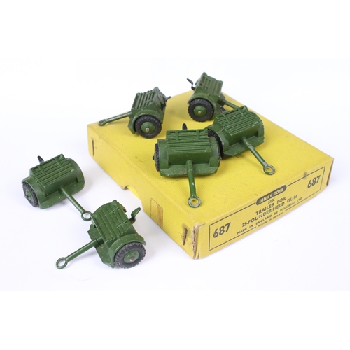 85 - Dinky Trade Box 687 Six Trailer for 25 Pounder Field Gun diecast models, with original inner box div... 