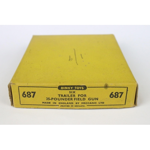 85 - Dinky Trade Box 687 Six Trailer for 25 Pounder Field Gun diecast models, with original inner box div... 