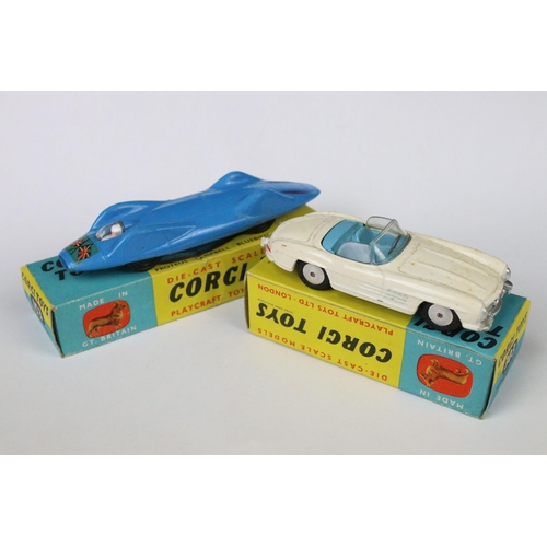 87 - Two boxed Corgi diecast models to include 153 Proteus-Campbell Bluebird Record Car in blue with deca... 