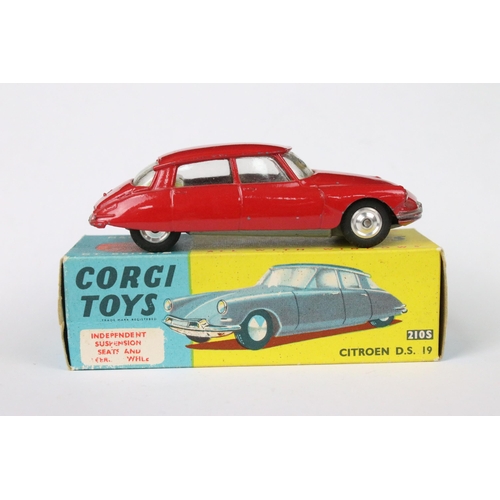 88 - Four boxed Corgi diecast models to include 436 Citroen Safari 1D19 in yellow, 210S Citroen DS in red... 