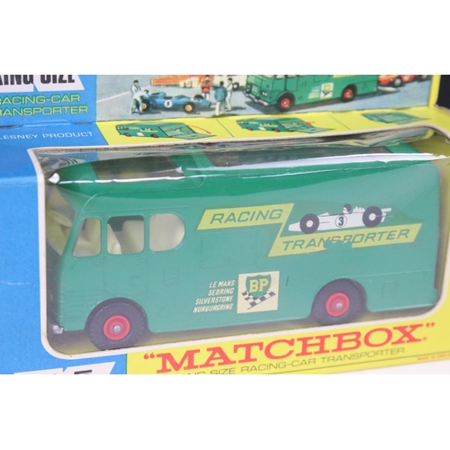 89 - Boxed Matchbox King Size K5 BP Racing Car Transporter diecast model, showing some decal wear otherwi... 