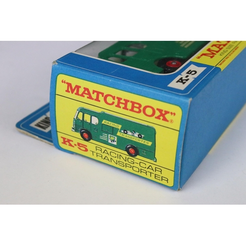 89 - Boxed Matchbox King Size K5 BP Racing Car Transporter diecast model, showing some decal wear otherwi... 