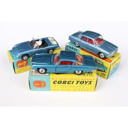 92 - Three boxed Corgi diecast models to include 318 Lotus Elan S2 with driver, 252 Rover 2000 and 241 Gh... 