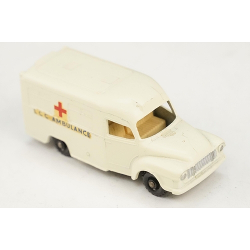 97 - Two boxed Matchbox 75 Series No 14 Lomas Ambulance diecast models, both variants, one with silver wh... 