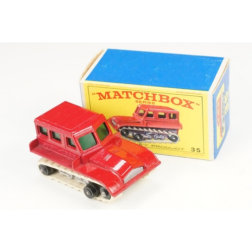 98 - 12 Boxed Matchbox Series diecast models to include 35 Snow Trac, 52 BRM Racing Car, 5 London Bus, 34... 