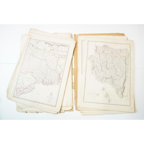 137 - Over 90 19th and early 20th century paper maps, mainly from Weekly Dispatch Atlas (Weller, Edward an... 