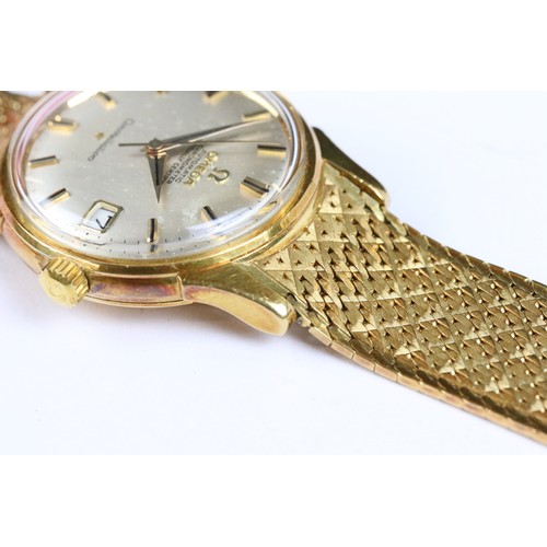 300A - 18ct gold Omega Constellation wrist watch having baton markings to the chapter ring with a date aper... 