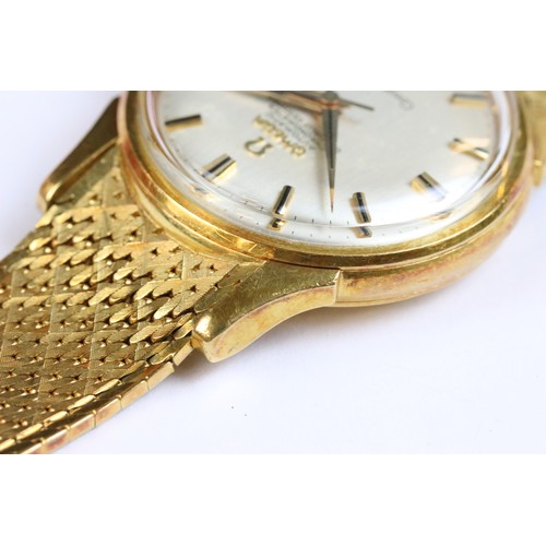 300A - 18ct gold Omega Constellation wrist watch having baton markings to the chapter ring with a date aper... 