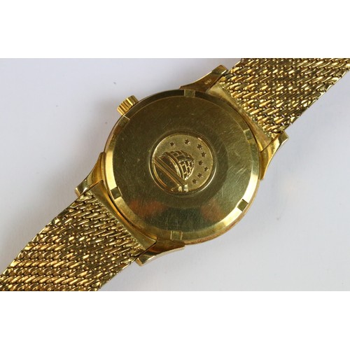 300A - 18ct gold Omega Constellation wrist watch having baton markings to the chapter ring with a date aper... 