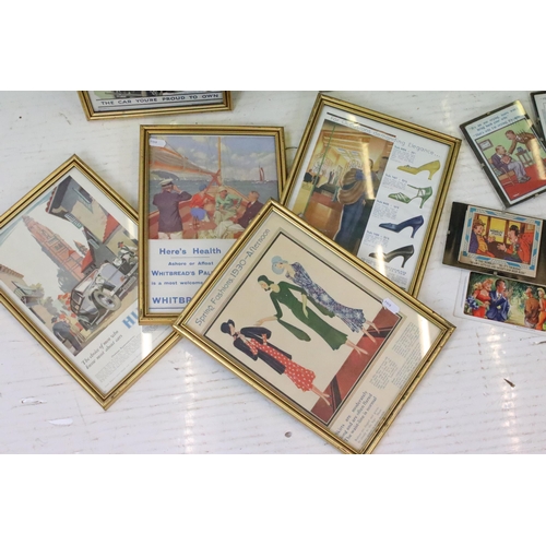 270 - Assorted framed early vintage advertising posters to include Morris, Humber, Whitbread's Pale Ale, D... 