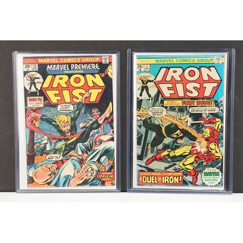 388 - Comics - Two Marvel Iron Fist comics to include Iron Fist issue #1 US version, faint crease to cover... 