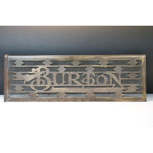 139A - 20th century Montague Burton 'The Tailor of Taste' brass shop sign door grill, H 20.5cm W 61.5cm