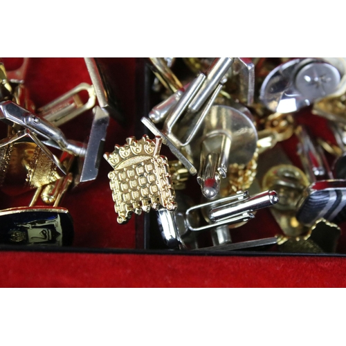 142 - A collection of mainly vintage costume jewellery to include a good selection of cufflinks togerther ... 