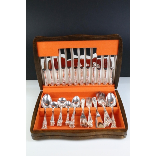 154 - United Cutlers silver plated six piece King's pattern set of cutlery, cased, with paperwork from ori... 