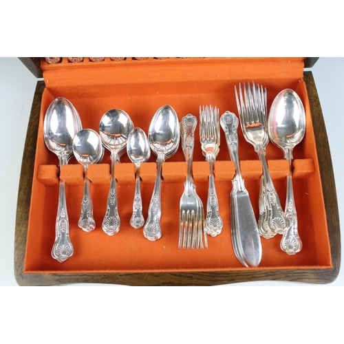 154 - United Cutlers silver plated six piece King's pattern set of cutlery, cased, with paperwork from ori... 