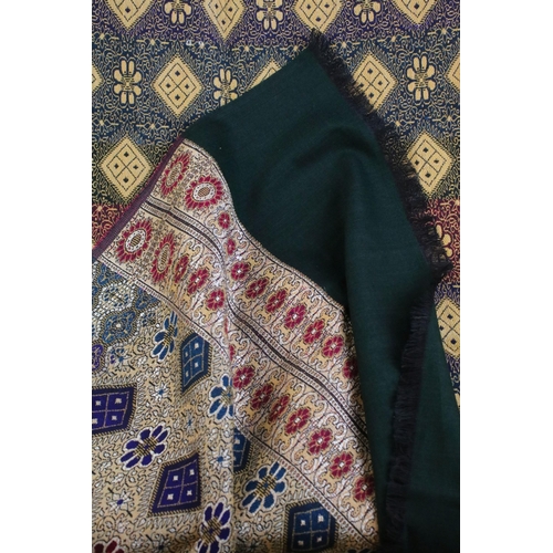 159 - Indian embroidered dupatta approx 204cm x 90cm together with two Indian embroidered fabrics, one gol... 