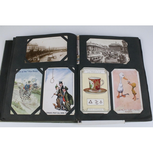 167 - Collection of postcards, within early 20th century albums, subjects to include: war, humorous, topog... 