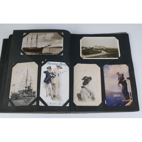 167 - Collection of postcards, within early 20th century albums, subjects to include: war, humorous, topog... 