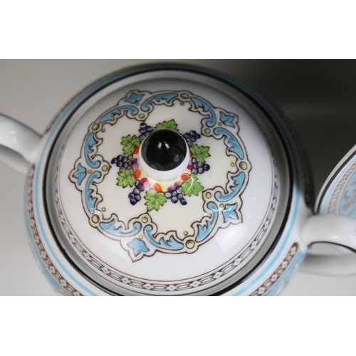 19 - Wedgwood Florentine turquoise part tea set featuring mythical creatures, fruit and scroll pattern to... 