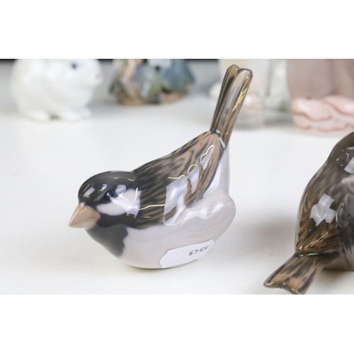 25 - Quantity of Royal Copenhagen and other animal figurines to include doves 402, white rabbit 4705, owl... 