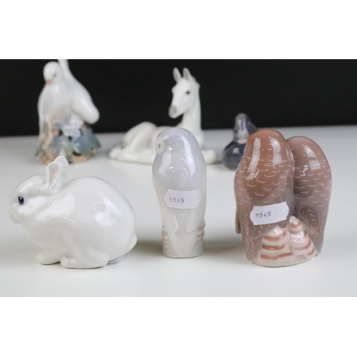 25 - Quantity of Royal Copenhagen and other animal figurines to include doves 402, white rabbit 4705, owl... 