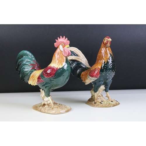 3 - Beswick Leghorn Cockerel model 1892, H 24cm together with Beswick Gamecock model 2059, H 24cm