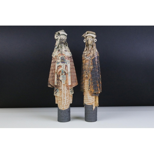 5 - Pair of Geoff Cox studio pottery figurines of futuristic female figures, made at the Christine Cox p... 