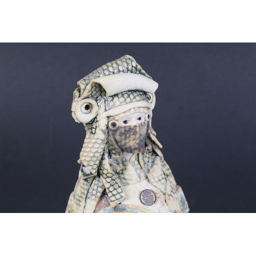 5 - Pair of Geoff Cox studio pottery figurines of futuristic female figures, made at the Christine Cox p... 