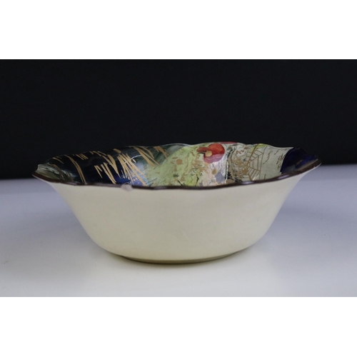 7 - Royal Doulton 'Gnomes' waved edge bowl with gilt hand painted highlights, marked to base, diameter 2... 