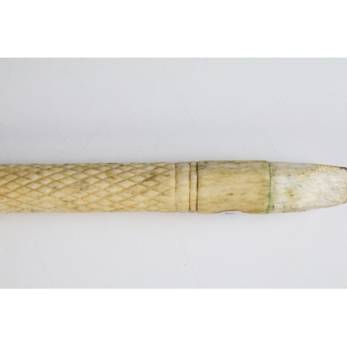 171A - An antique narwhal horn walking cane, pre 1947, measures approx 78cm in length, CITIES Ref No.609309... 