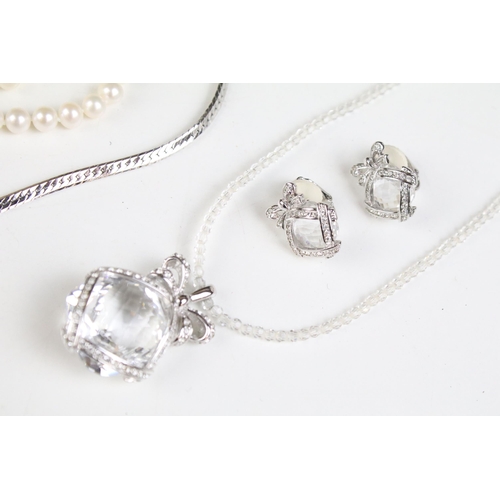 146A - Collection of jewellery and watches to include six Swarovski crystal set necklaces and pair of clip ... 