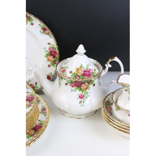 48 - Selection of Royal Albert 'Old Country Roses' to include teapot, milk jug, sauce boat and stand, sug... 