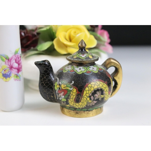 48A - Coalport ceramic rose posey together with smaller Royal Adderley and Royal Doulton examples along wi... 