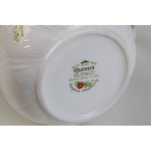 52 - Queen's Rosina China Co Ltd, 'Virginia Strawberry' tea service set, to include tea pot, six side pla... 