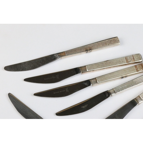 127 - A small group of mixed cutlery, some being marked with airline logos to include British Airways and ... 