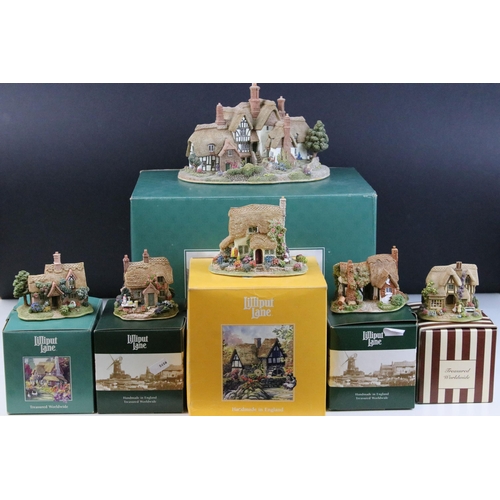 53 - Collection of Lilliput Lane figurines (all boxed) to include Devon Leigh L2091, The Chocolate box L2... 