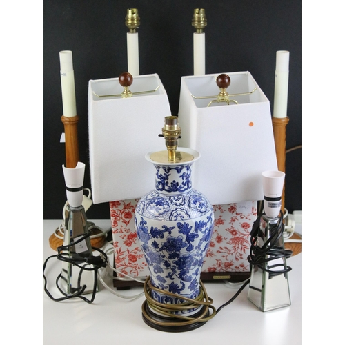 56 - Selection of table lamps to include pair of Ralph Lauren Chinoiserie red and white floral rectangula... 