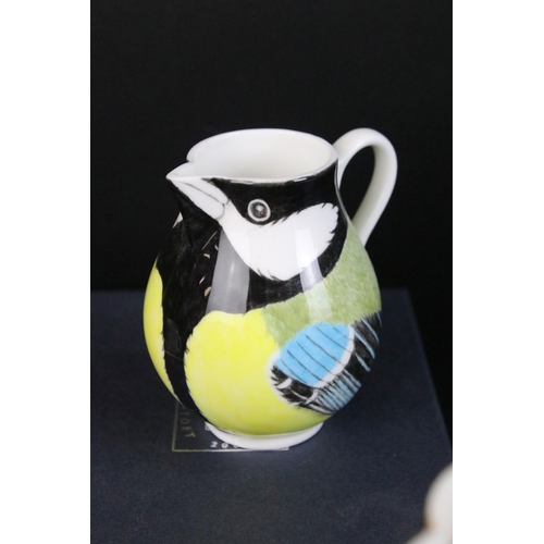 66 - Three Lowestoft Porcelain 2000 bird beak jugs hand painted by Colin Challis to include, Great Tit No... 