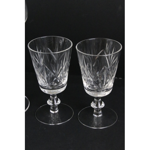 72 - Selection of glasses to include Edinburgh crystal set of five cut wine glasses, six small wine glass... 