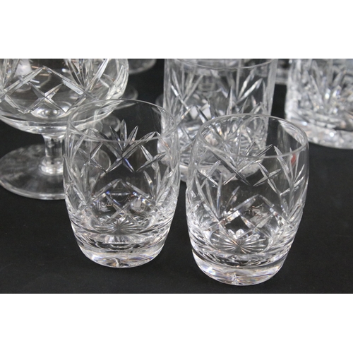 75 - Assortment of cut glass to include wine glasses, tumblers, sherry glasses and brandy glasses in vary... 