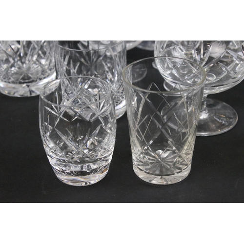 75 - Assortment of cut glass to include wine glasses, tumblers, sherry glasses and brandy glasses in vary... 