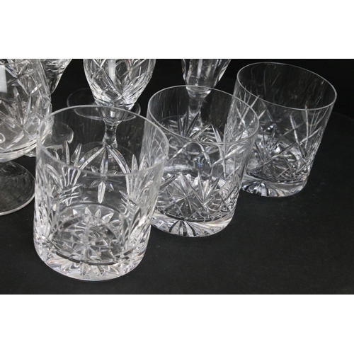 75 - Assortment of cut glass to include wine glasses, tumblers, sherry glasses and brandy glasses in vary... 