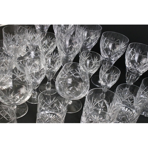 75 - Assortment of cut glass to include wine glasses, tumblers, sherry glasses and brandy glasses in vary... 